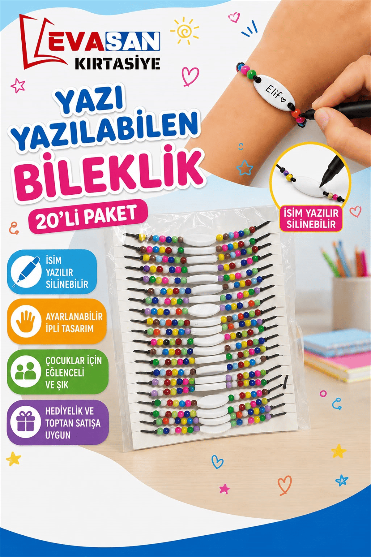YAZI YAZILABİLEN BİLEKLİK 20 Lİ