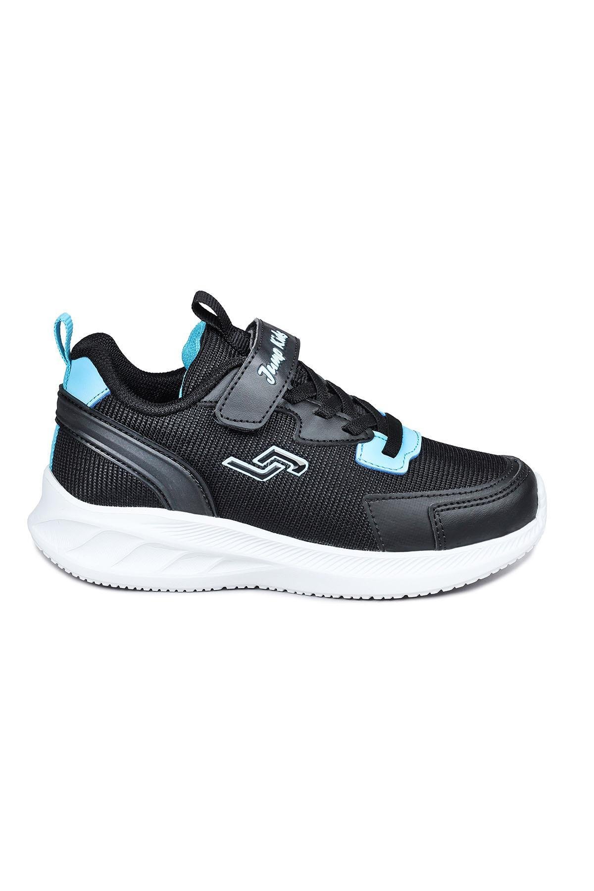 28106 Cırtlı Siyah - Mavi Üniseks Çocuk Sneaker Günlük Spor Ayakkabı