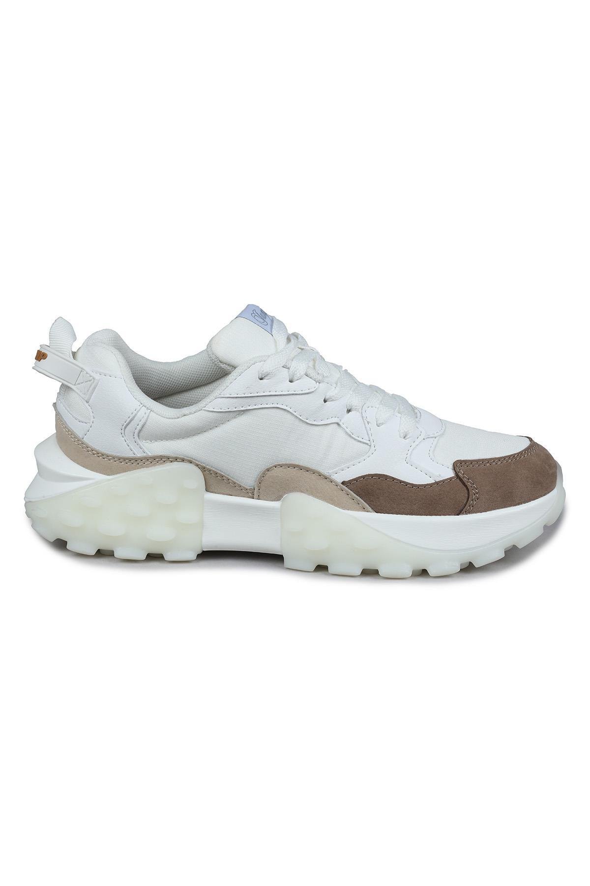 29780 Beyaz - Bej Kadın Sneaker Günlük Spor Ayakkabı