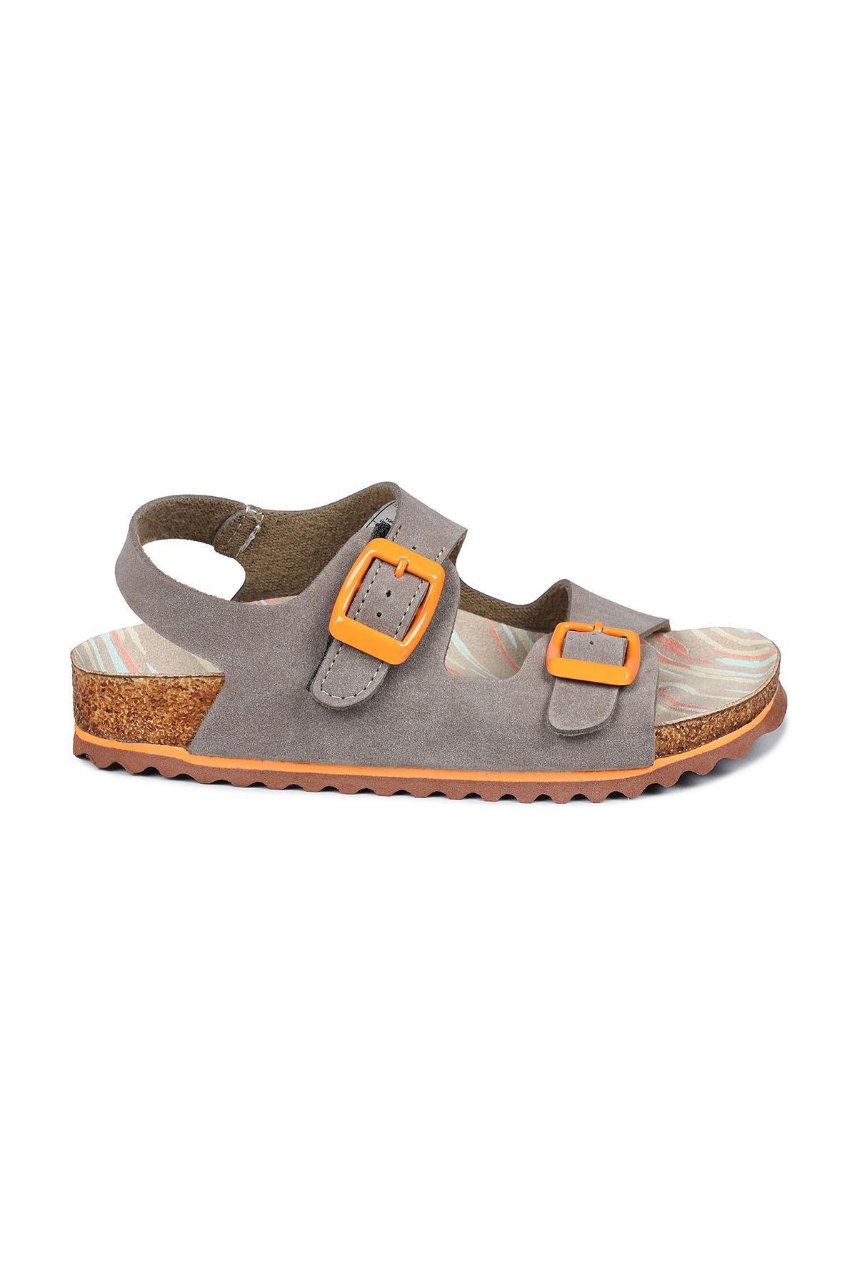 50023 Çift Tokalı Koyu Gri Kız Çocuk Sandalet