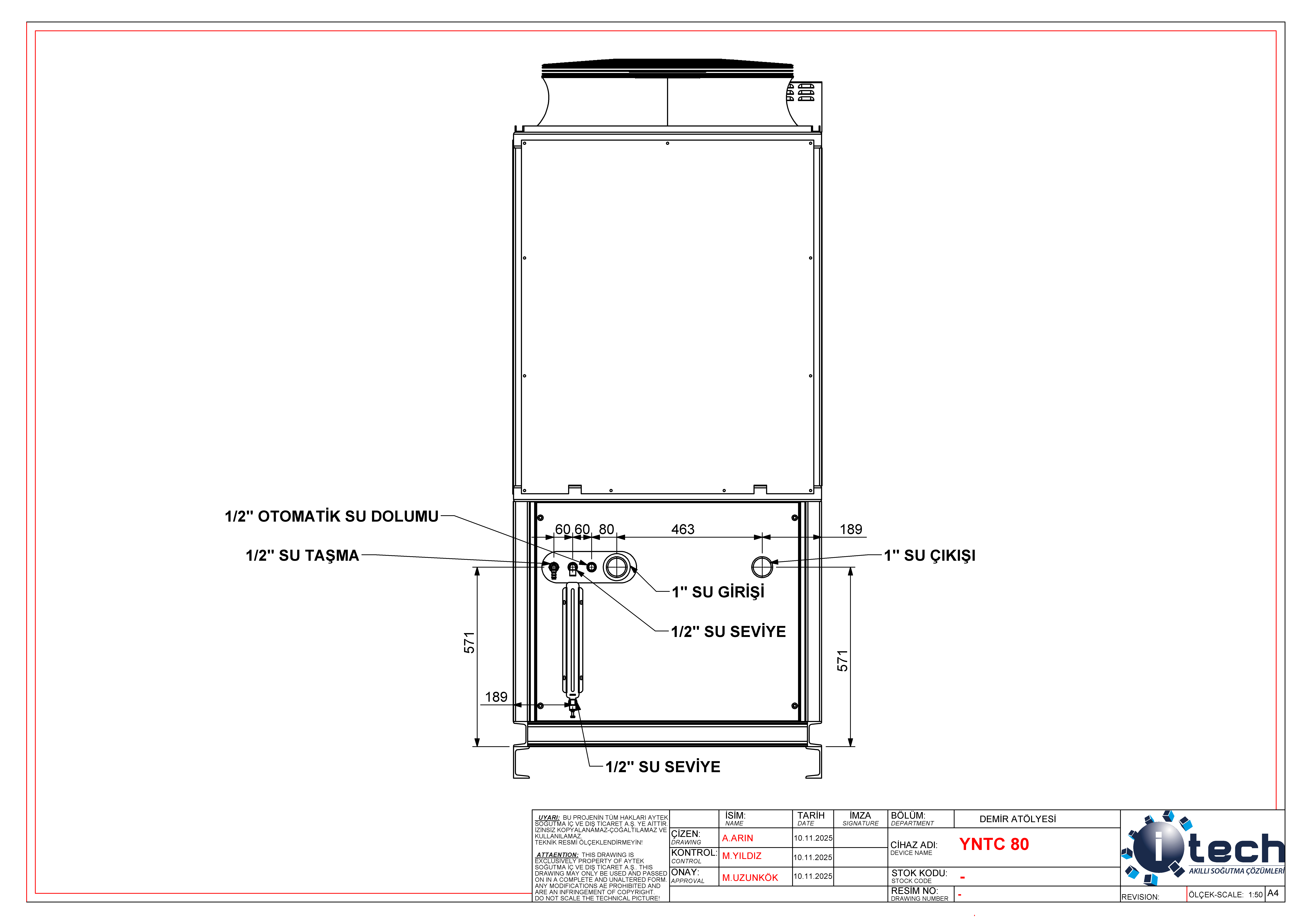 YNTC80 HAVA SOĞUTMALI CHILLER 93 kW