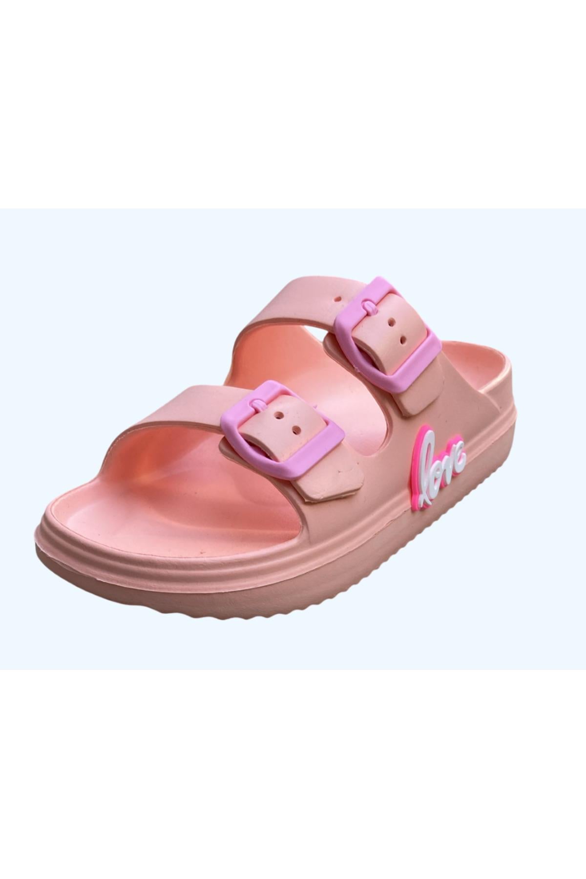 Çift Tokalı Plaj-havuz-bahçe-tatil-günlük Açık Stickerlı Çocuk Terliği