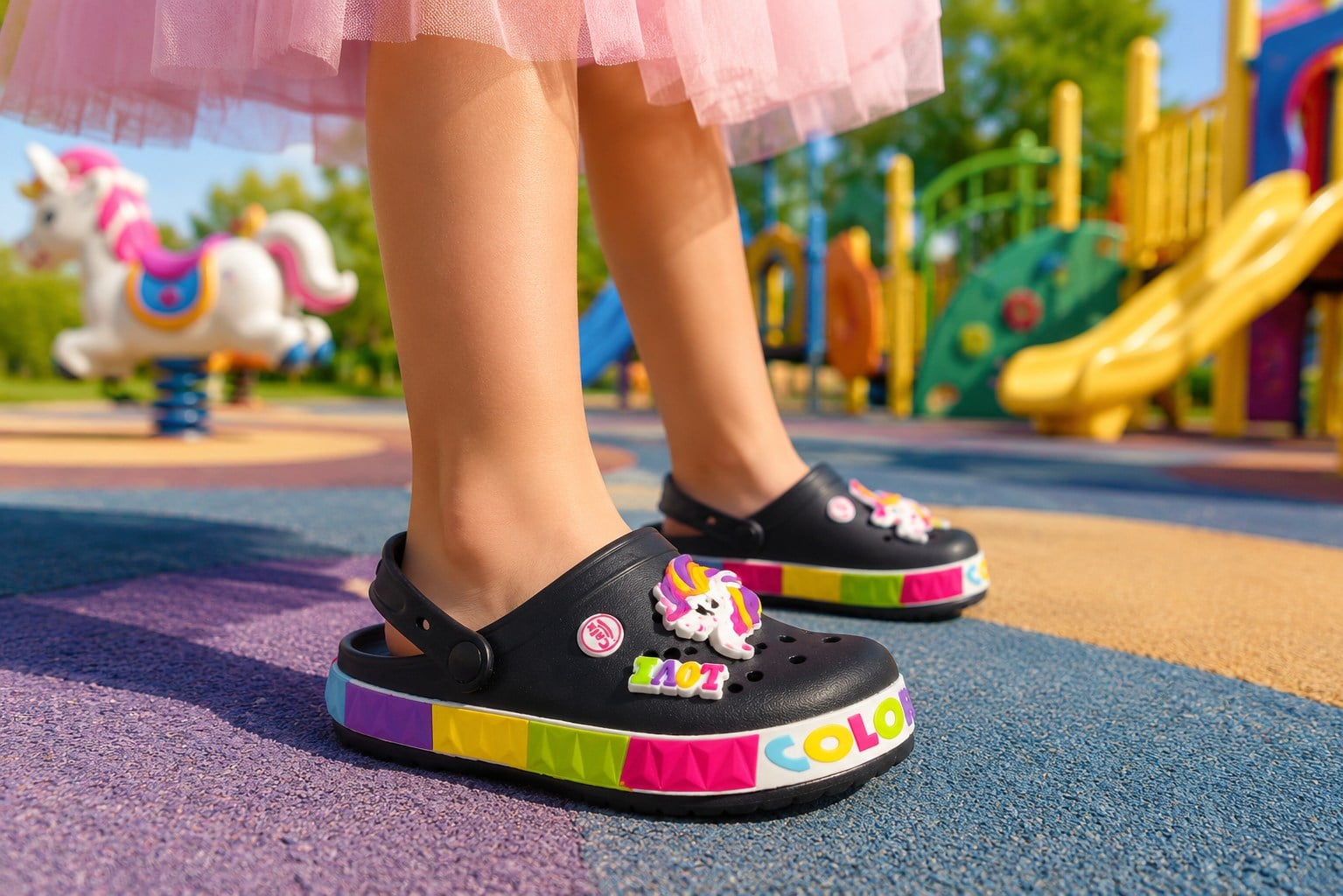 Kids Rainbow Unicorn Çocuk Cross Terlik