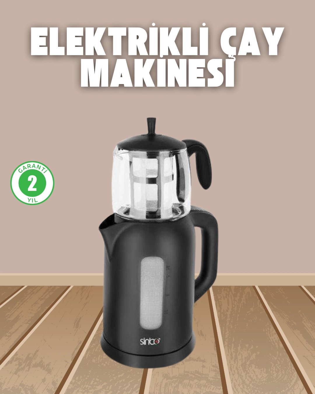 0,9 L Cam Demlik ve 1,7 L Su Haznesi ile Çay Keyfi