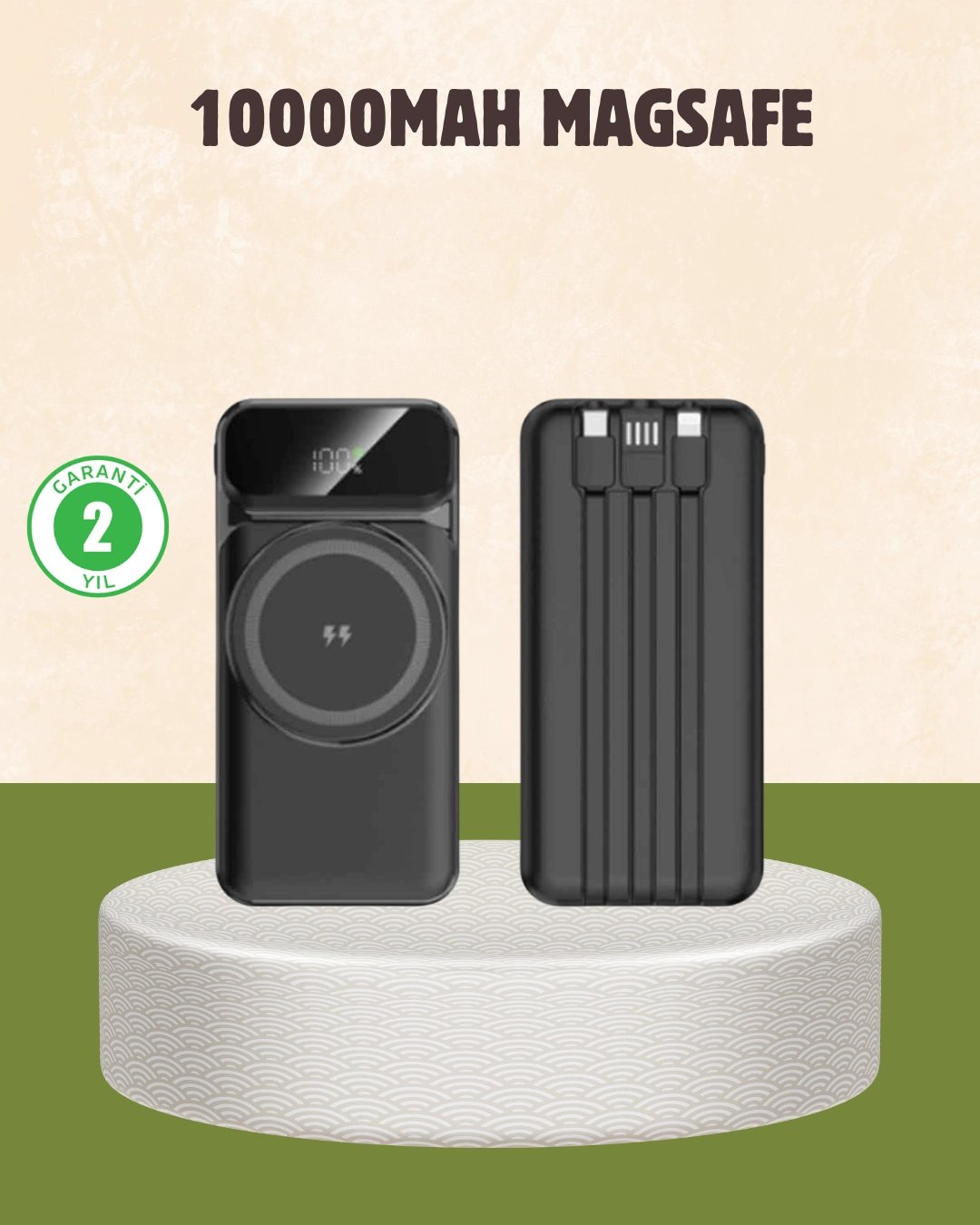 10000 mAh Kablosuz Powerbank – 15W Hızlı Şarj,  Type-C Çoklu Çıkışlı