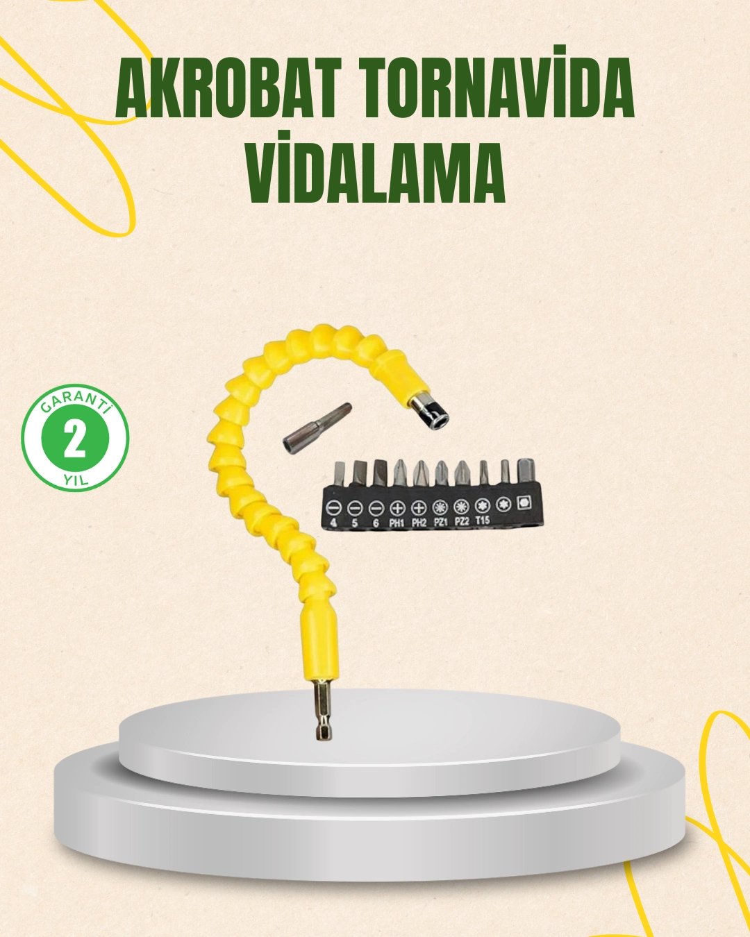 12 Parça Akrobat Vidalama Uç Seti Esnek Dar Alan Kullanım