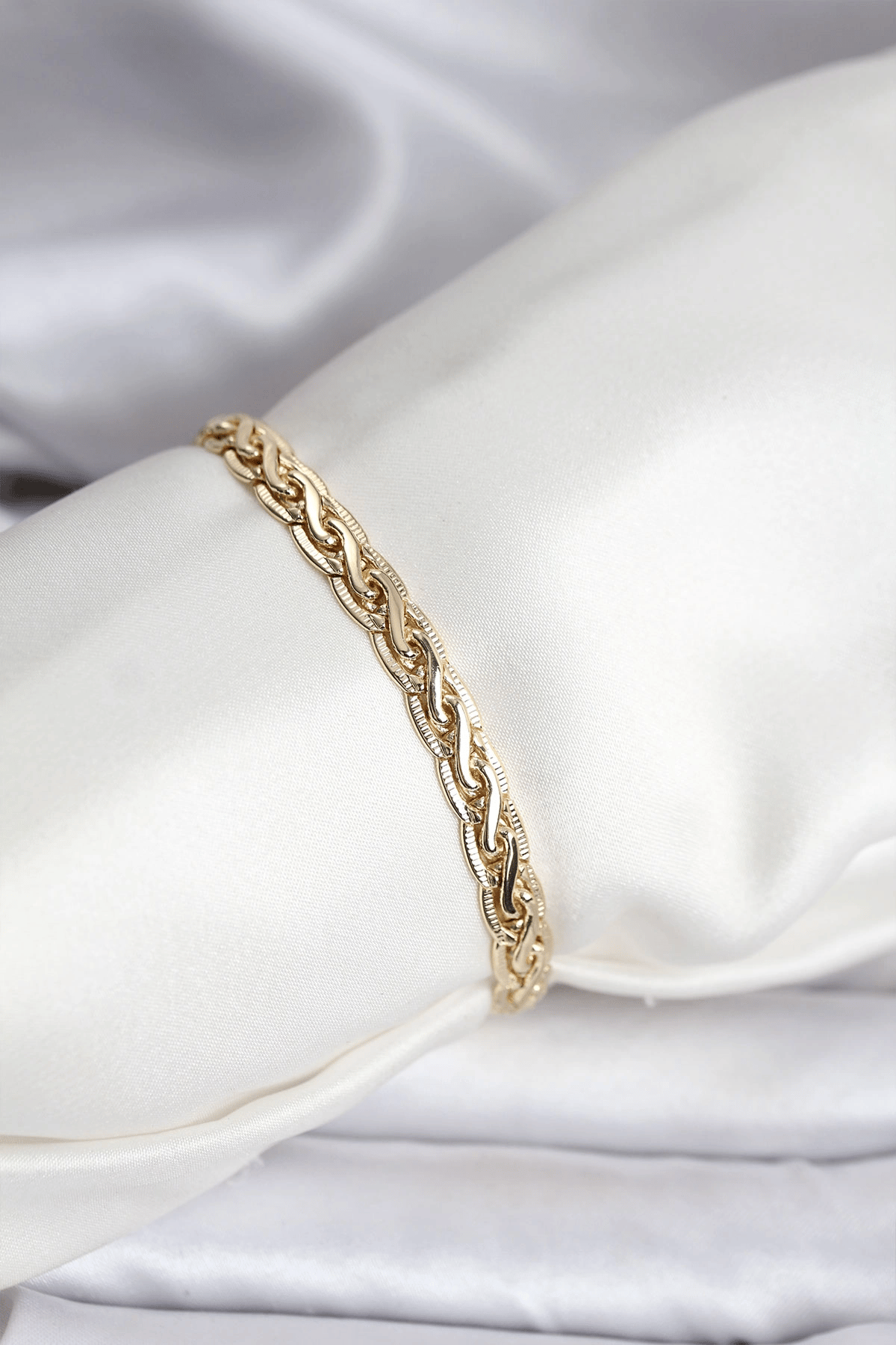 14K Gold Renk Kaplama Lazer Zincir Model CM Kadın Bileklik