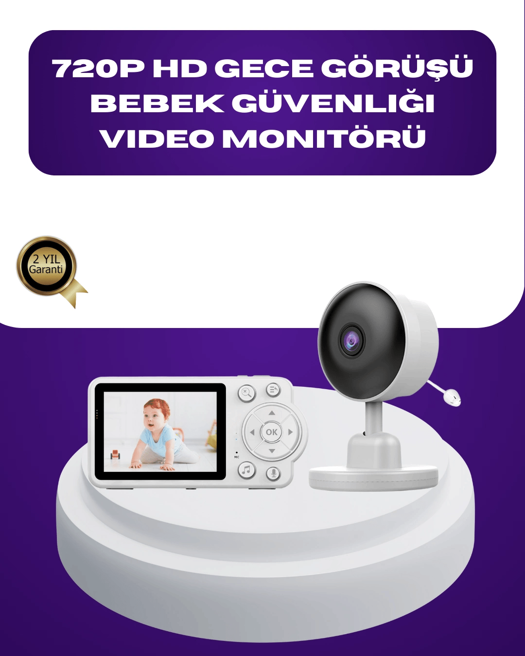 2.8 İnç Ekranlı Bebek Kamerası Gece Görüşlü ve Sesli İletişim