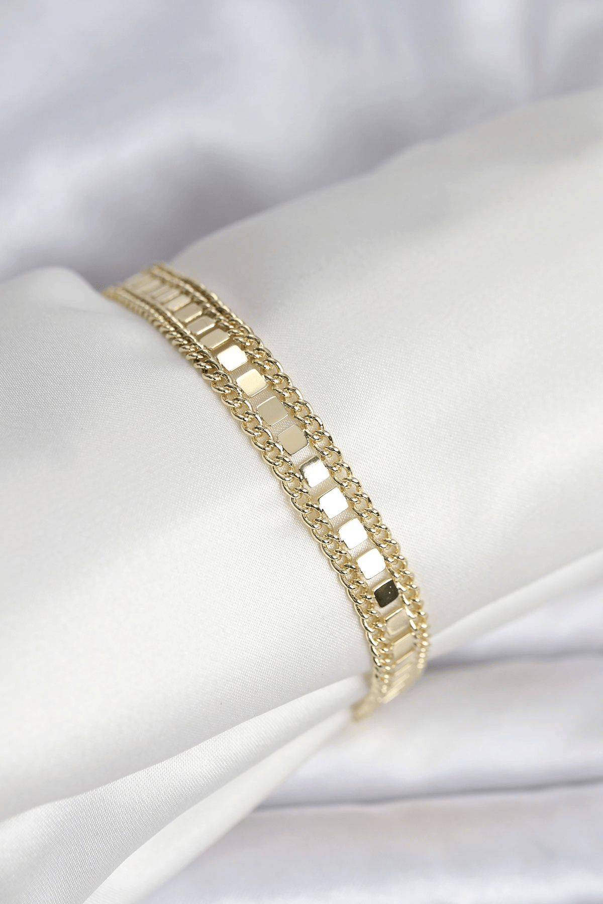 316L Çelik Gold Renk Pullu Zincir Model Kadın Bileklik