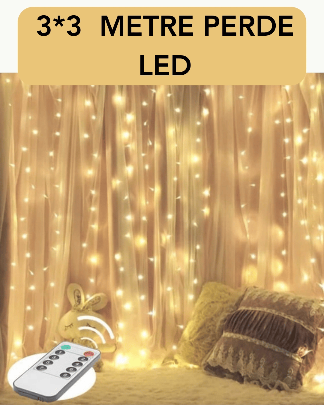 3x3 Metre Perde LED Işık – Parti ve Bahçe Dekorasyonu