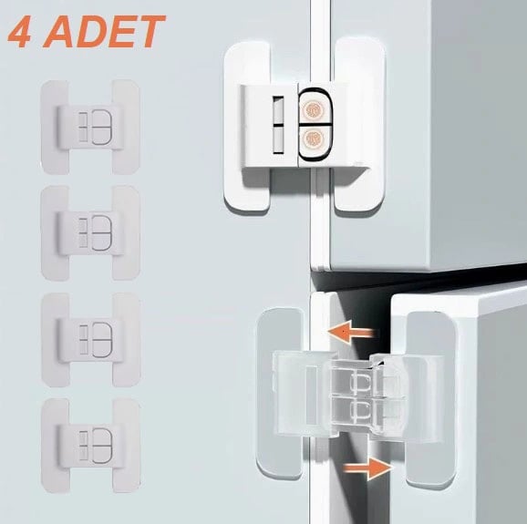 4 Adet Buzdolabı Çekmece ve Dolap Kapağı Çocuk Kilidi