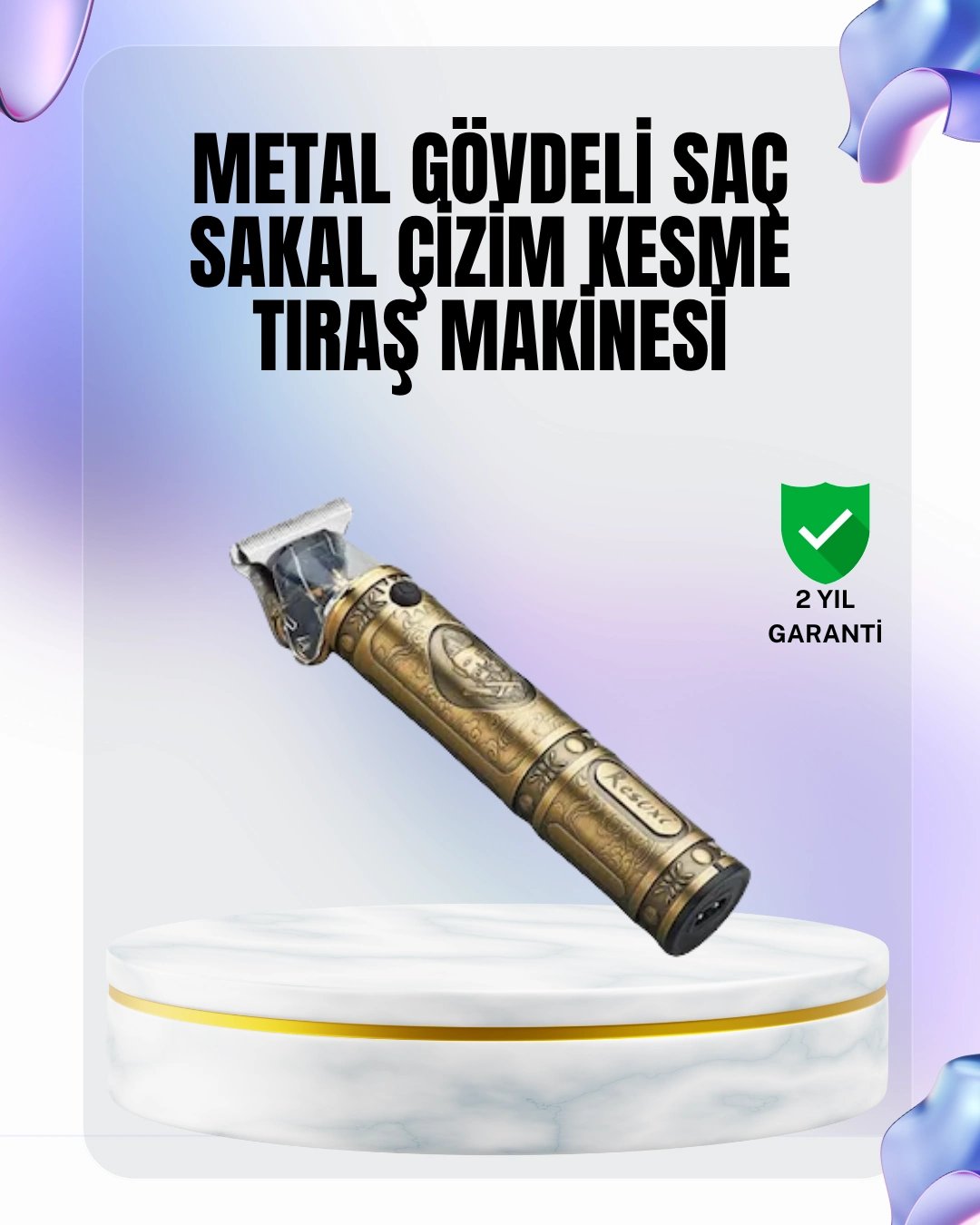 4 Kılavuz Taraklı Profesyonel Saç ve Sakal Kesme Makinesi