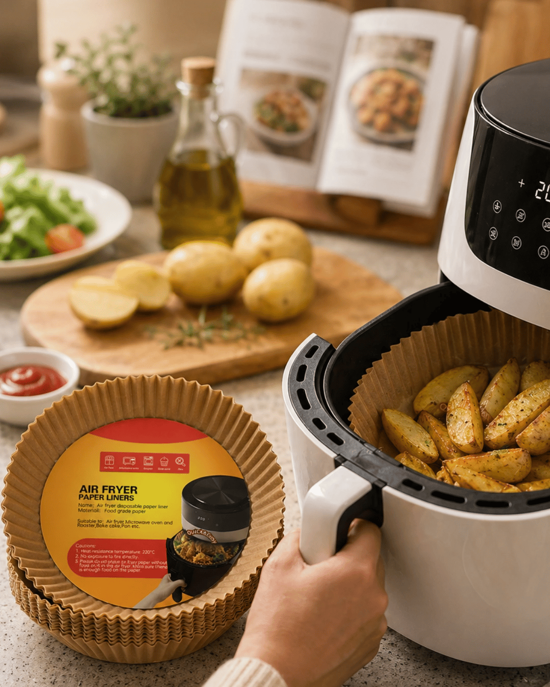 Airfryer Pişirme Kağıdı 100 Lü Yapışmaz Yağ Geçirmez Kağıt