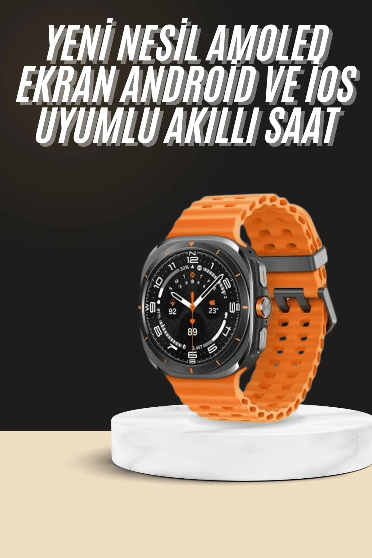 Akıllı Saat Unısex Zarif Görünümlü Titanyum Kasa Amoled Ekran Müzik Dinleme