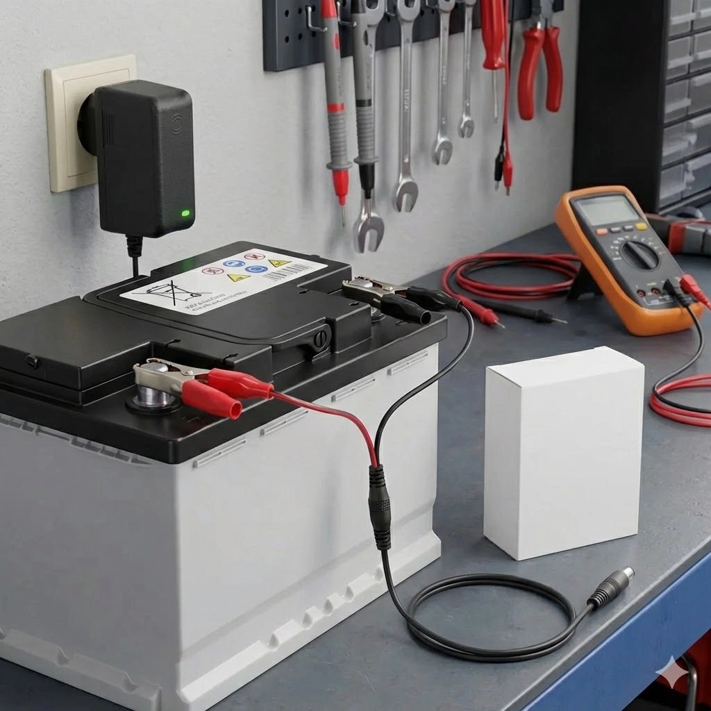 Akü Şarj Cihazı 12V 1.2A 14.4W Krokodil Uç Akü Şarj Adaptörü