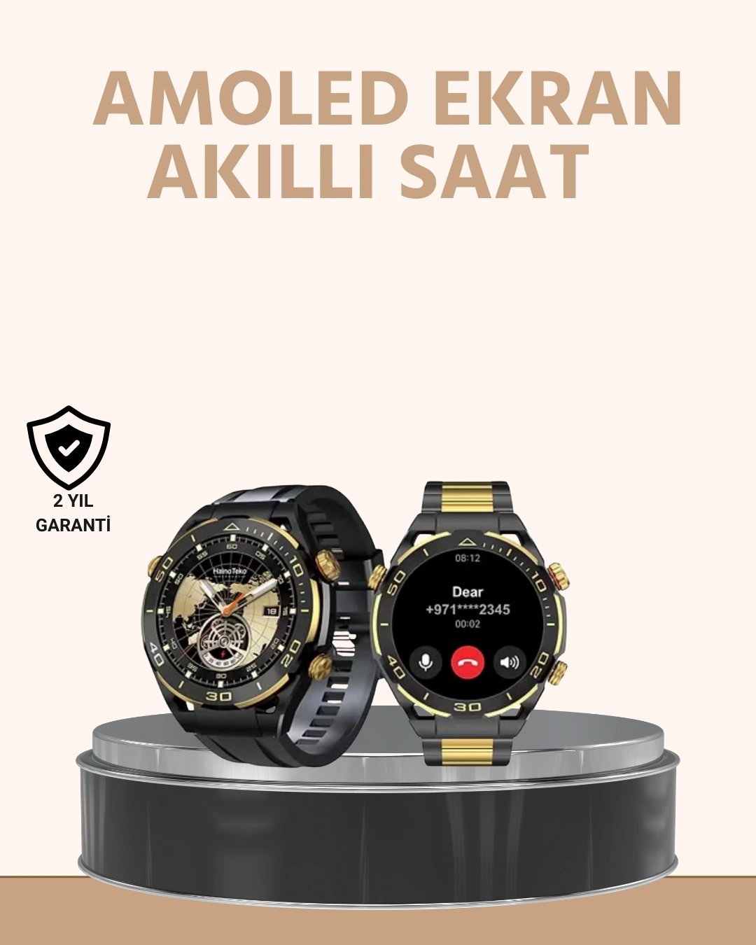 Amoled Ekran Akıllı Saat Uyku Nabız Adım Ölçer Su Geçirmez