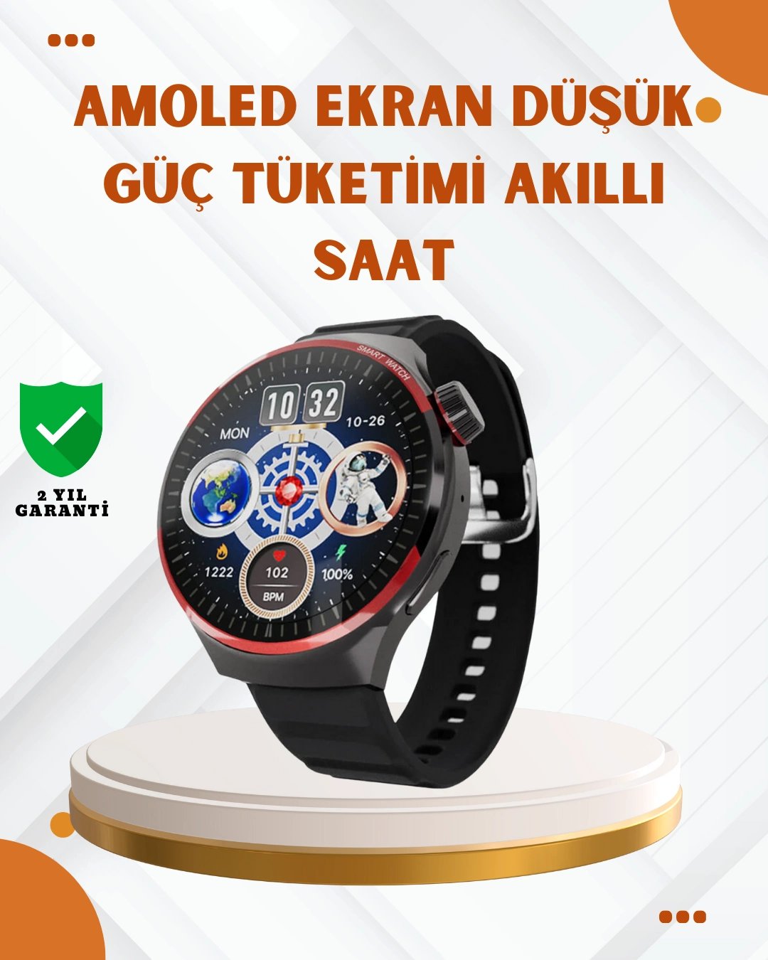 AMOLED Ekranlı Akıllı Saat Bluetooth Arama ve NFC Destekli