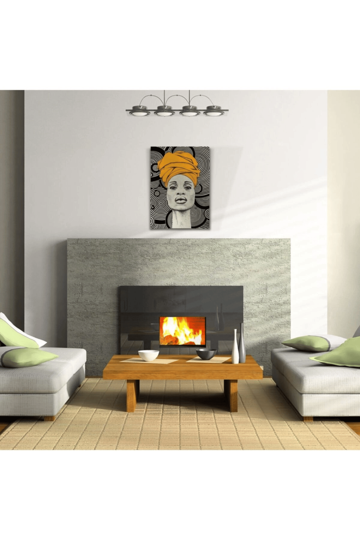 Aura Sarı Siyah Canvas Tablo (50x70)