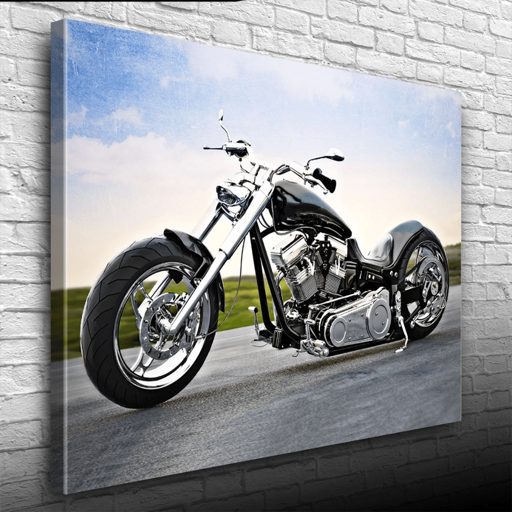Chopper Siyah Motosiklet Kanvas Tablo 50 x 70