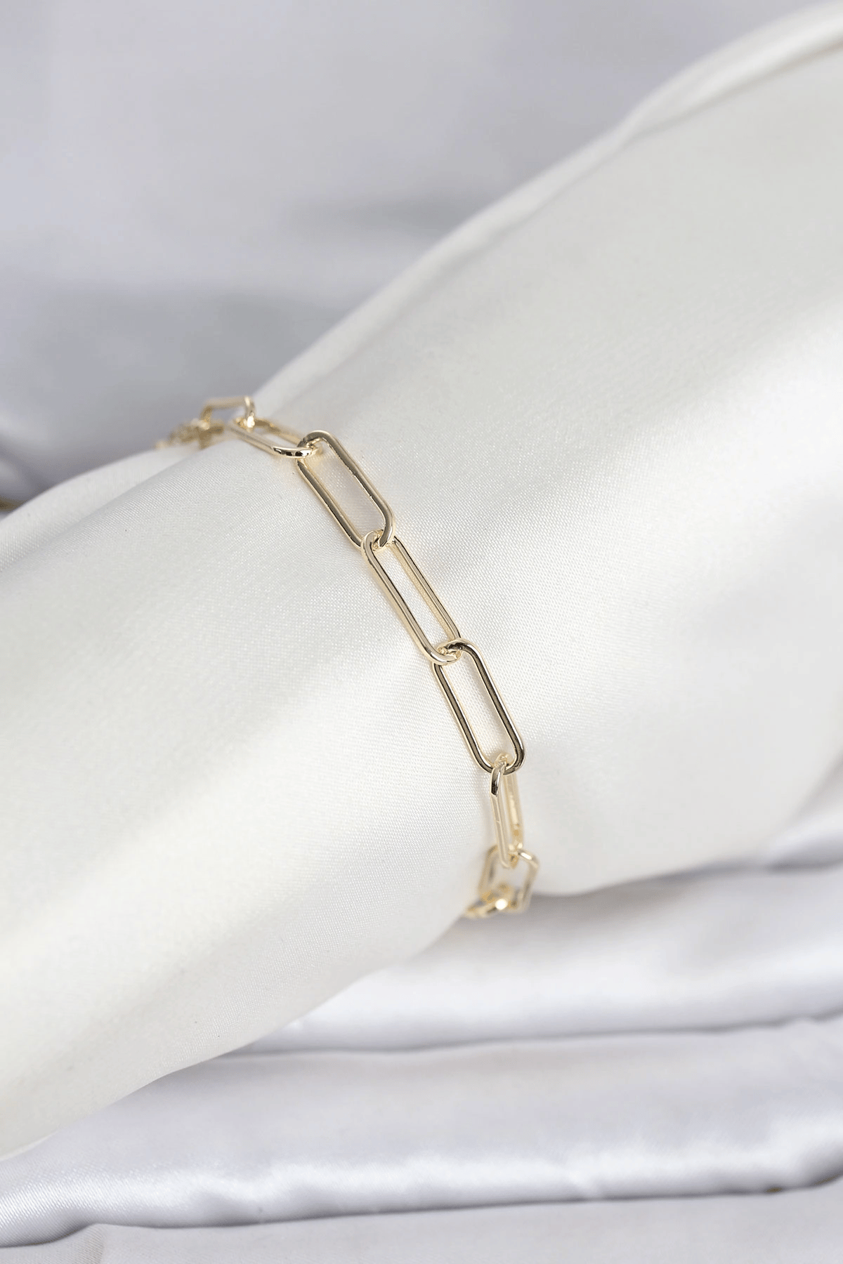 CM 14K Gold Renk Kalın Ataç Zincir Model Kadın Bileklik