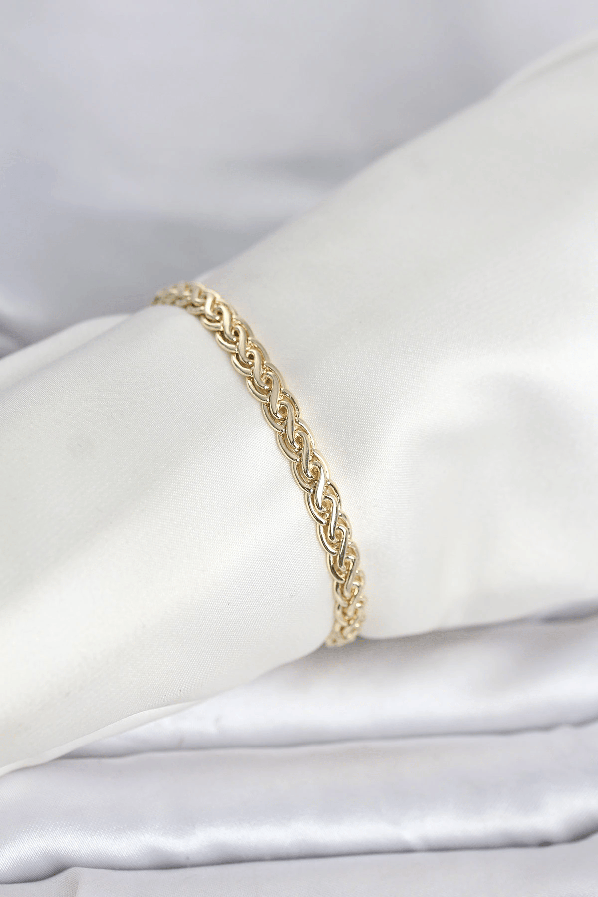 CM 14K Gold Renk Sarmal Zincir Model Kadın Bileklik
