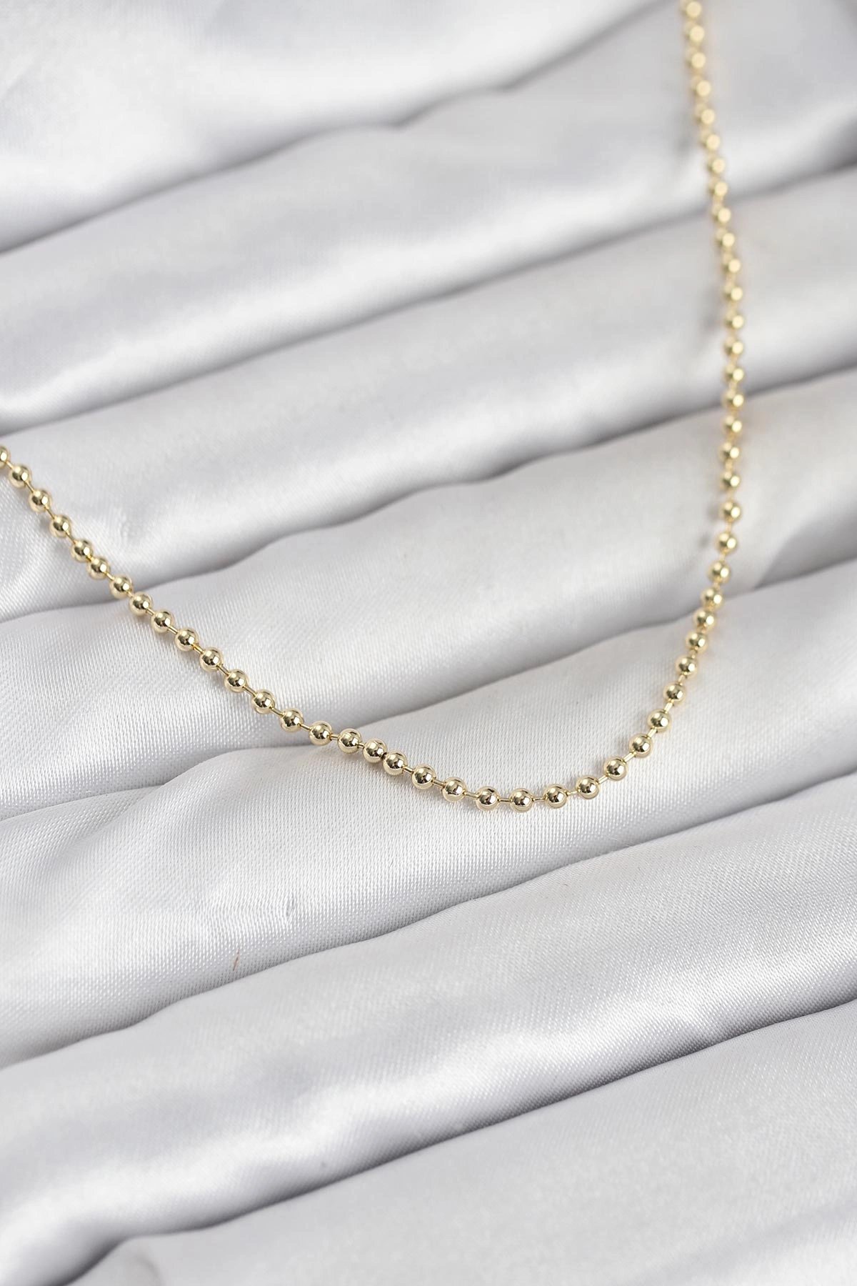CM 14K Gold Renk Top Zincirli Model 60 cm Kadın Kolye