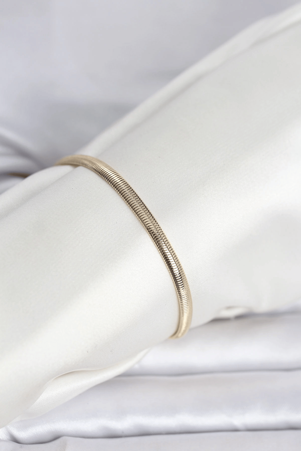 CM 14K Gold Renk Yassı Yılan Zincir Model Kadın Bileklik