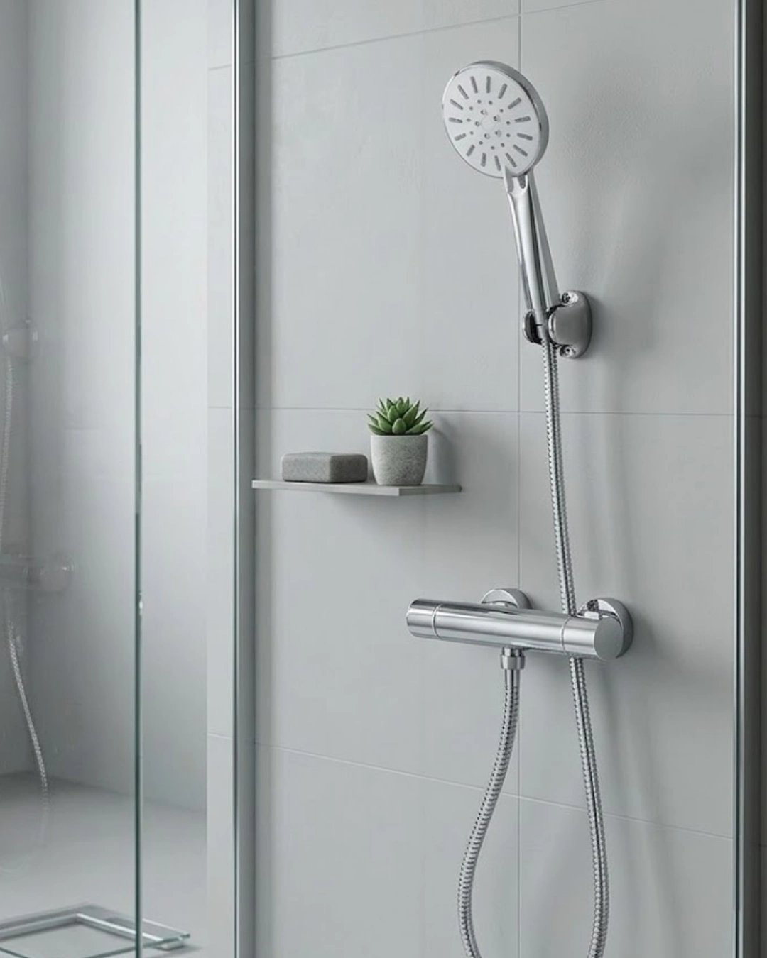 Çok Fonksiyonlu 4 Modlu El Duşu Başlığı Krem Duş Seti Spiral Hortumlu