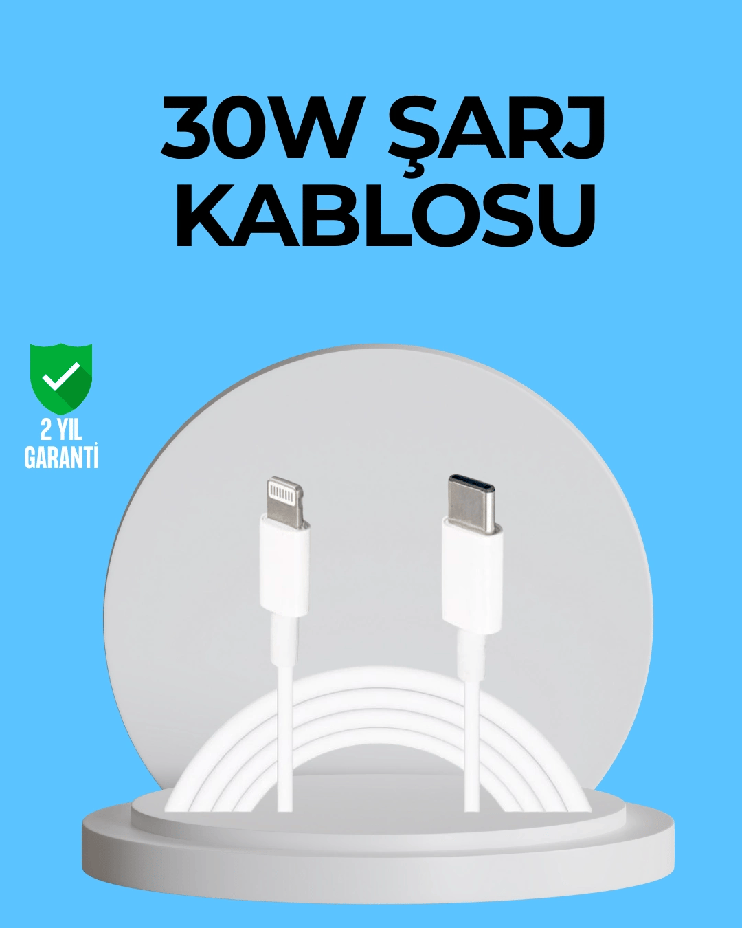 Dayanıklı TPE Lightning Kablo – 30W Hızlı Şarj ve Veri Transferi