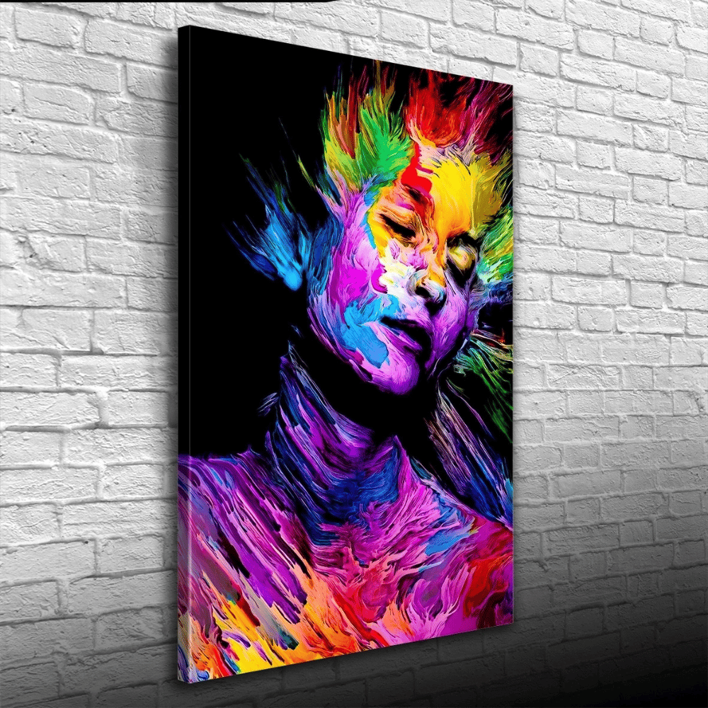 Dekoratif Canlı Renklerden Oluşan Kadın Figürü Kanvas Tablo 50 x 70