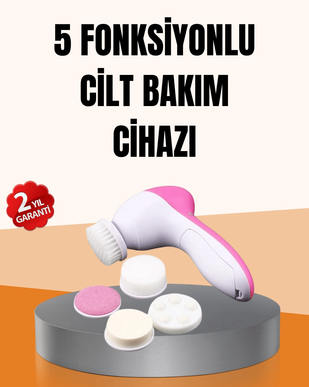 Derin Temizleme ve Masaj İçin 5 Başlıklı Yüz Cilt Bakım Aleti