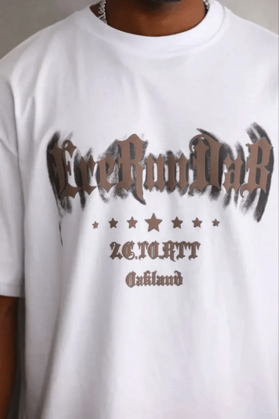 Erkek Baskılı T-Shirt Kısa Kol Bisiklet Yaka Regular Fit Rahat Kalıp Günlük Tişört - Beyaz