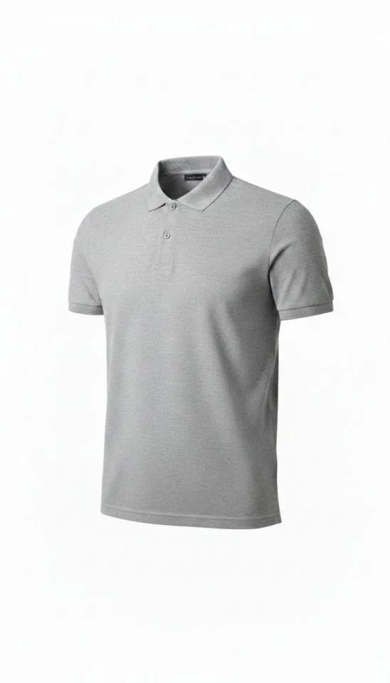 Erkek Pike Kumaş Düğmeli Yaka Regular Fit Günlük Kısa Kol Tişört T-shirt - Gri
