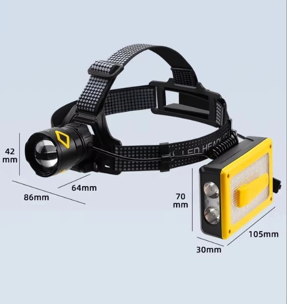 F.B.I Pro F-3003 Alüminyum PM10-TG LED Type-C Powerbank ve Solar Şarjlı Kamp Kafa Feneri