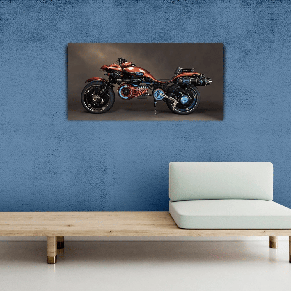 Futuristik Motosiklet Resmi Kanvas Tablo 60 x 120