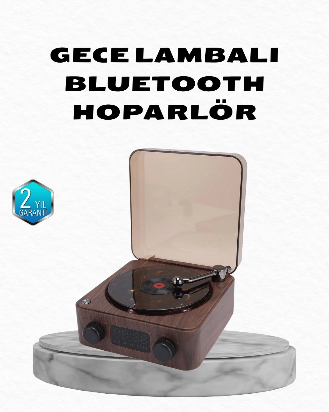 Gece Lambası Bluetooth Hoparlör Dijital Saat Çok Fonksiyonlu Su Dalgası Işıklı
