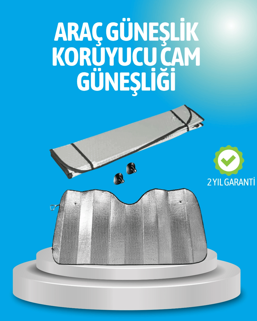 Gelişmiş Yansıtıcılı Katlanabilir Araç Güneşliği – Alüminyum & Süngerli İzolasyon Teknolojisi