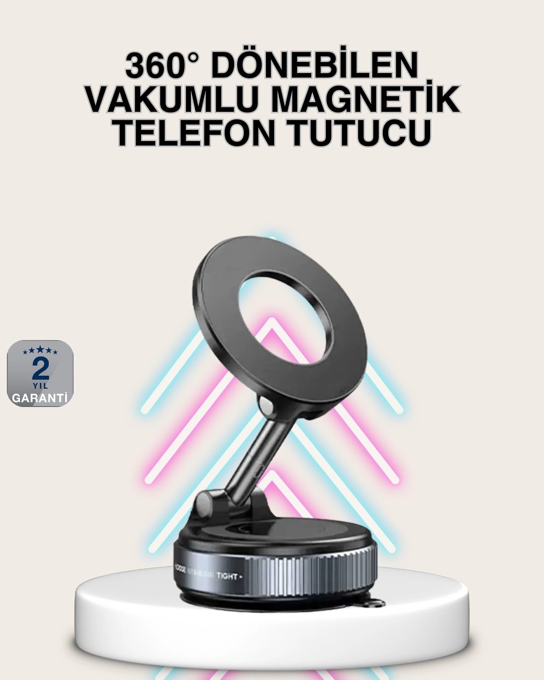 Güçlü Mıknatıslı Vakumlu Araç Telefon Tutucu Alüminyum Gövde