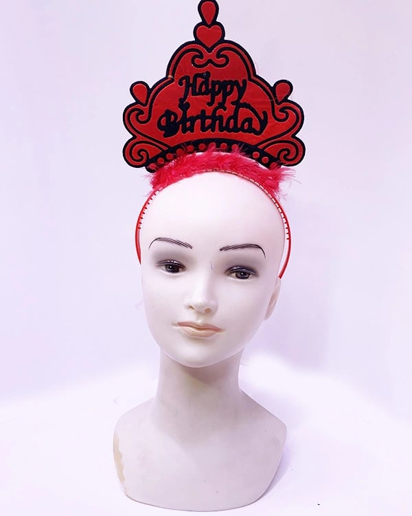 Happy Birthday Neon Kırmızı Doğum Günü Tacı