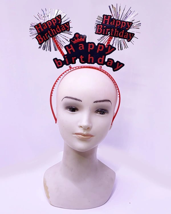 Happy Birthday Neon Kırmızı Doğum Günü Tacı