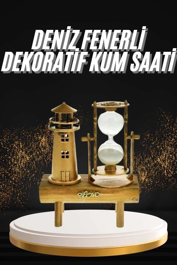 Hediyelik Eşya Retro Deniz Fenerli Kum Saati Ahşap Görünümlü Dekoratif Eşya