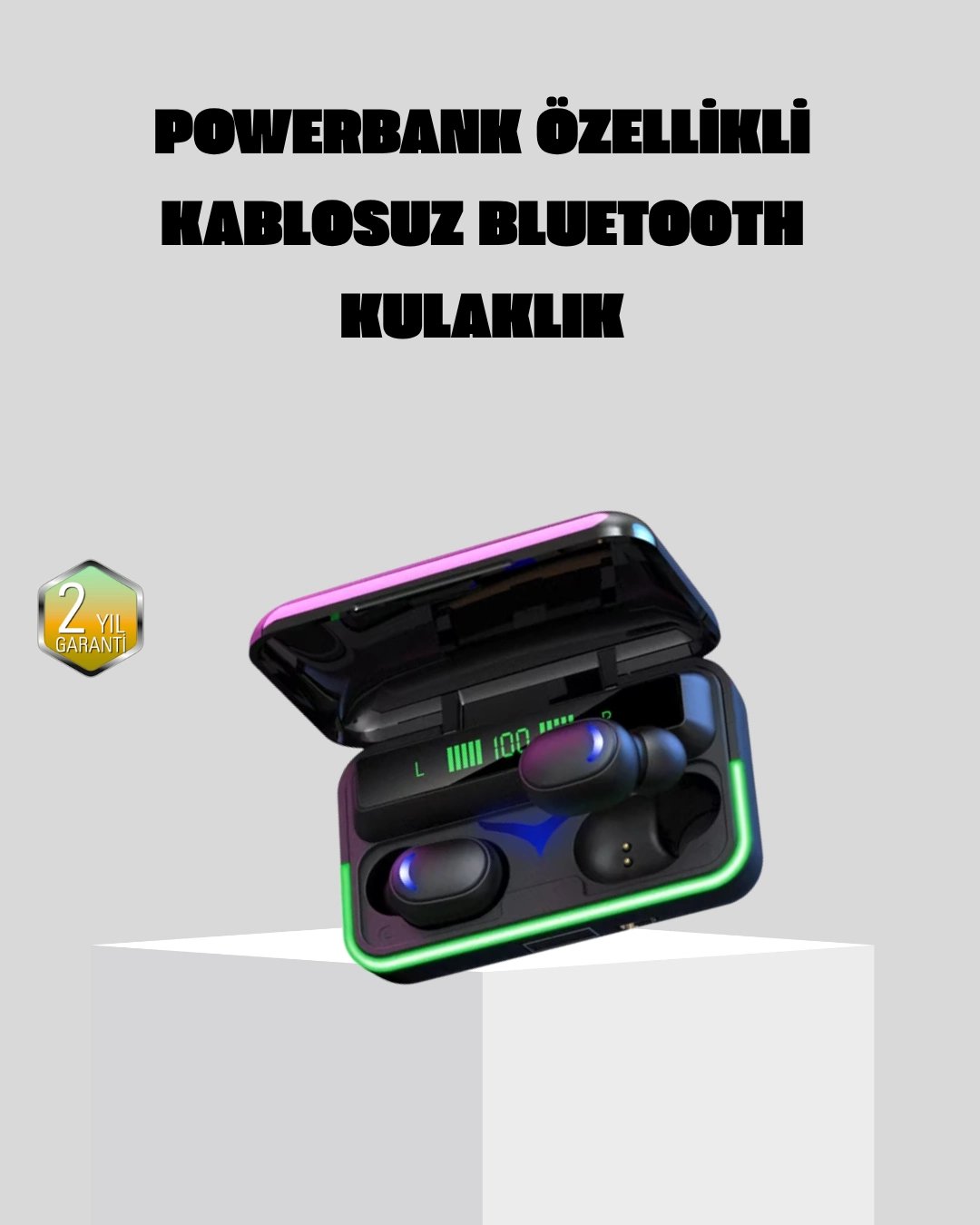 Kablosuz  Kulaklığı Powerbank Şarj Kutulu RGB 5.1