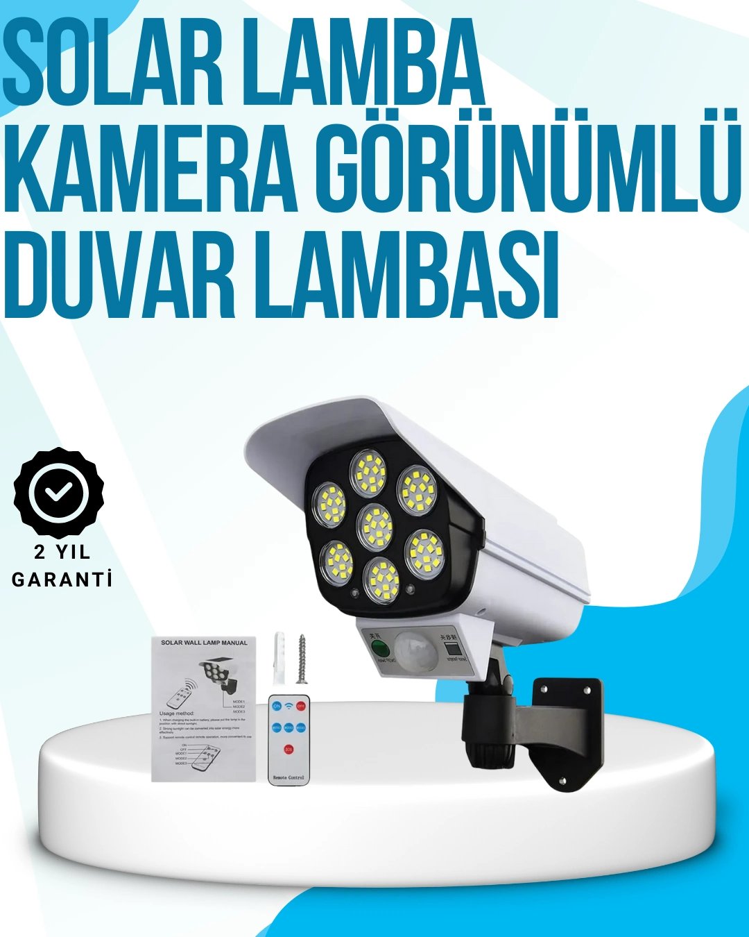Kablosuz, Güneş Paneliyle Şarj Olan Dış Mekan Lambası – 8-10 Saat Aydınlatma Süresi