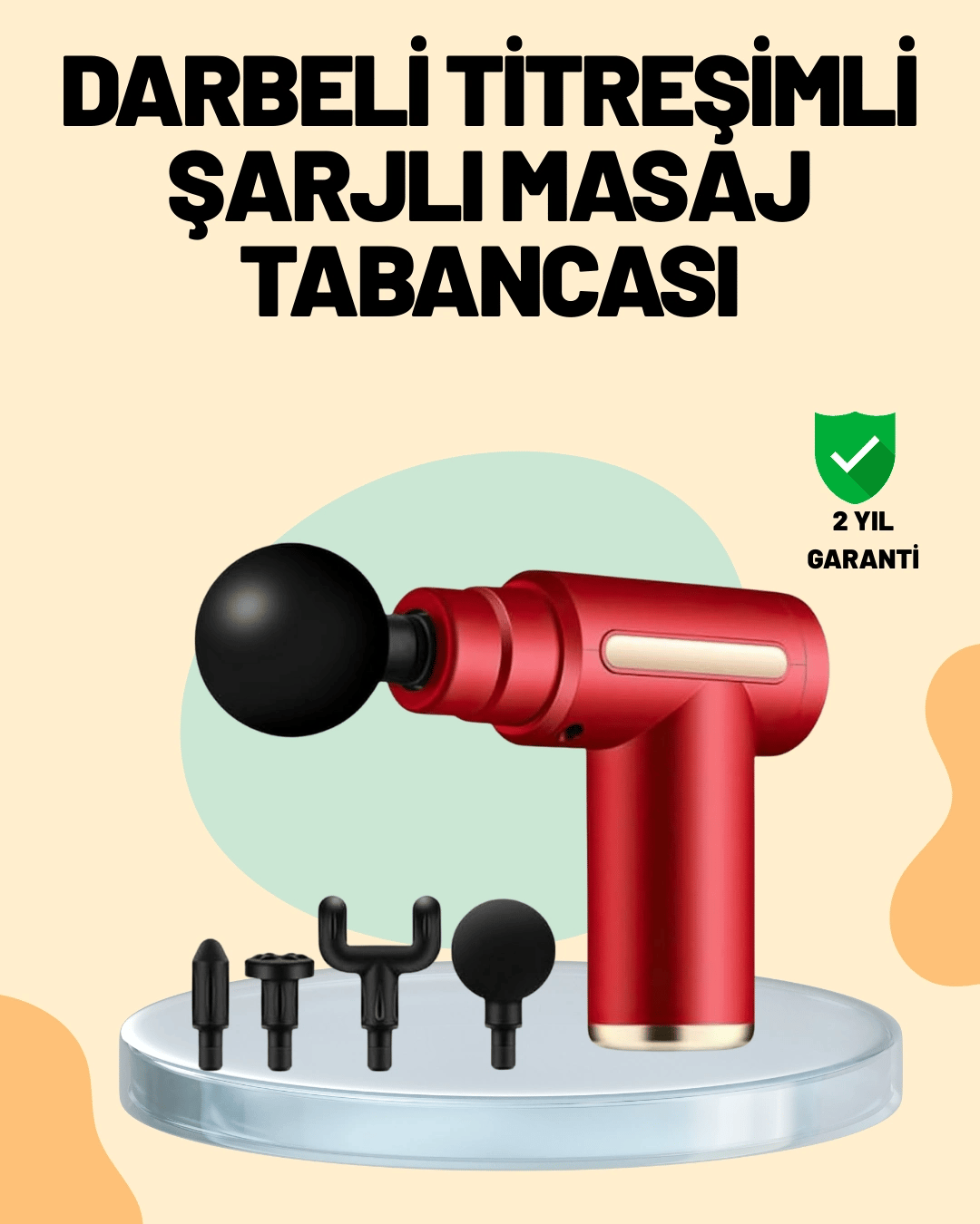 Kas Gevşetici Masaj Tabancası 4 Başlık ve Ayarlanabilir Hız
