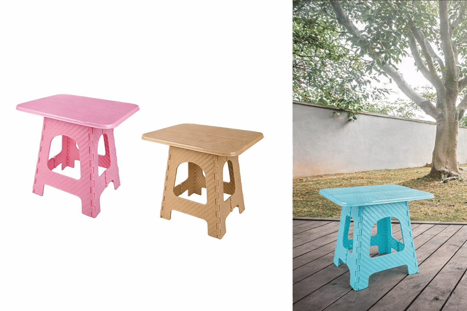 Katlanır Rattan Sehpa Dayanıklı Plastik Balkon Bahçe Kamp Sehpası