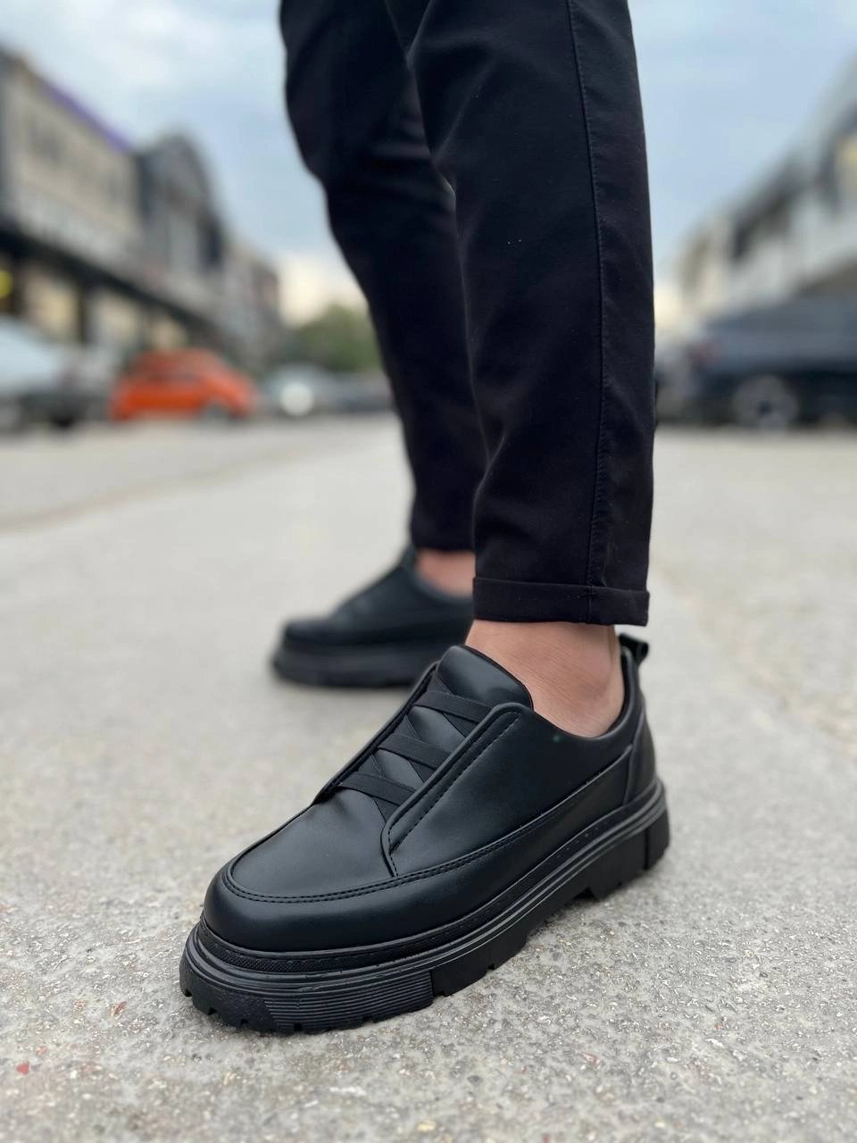 KB-703 Kuback Kömür Cilt Lastikli Günlük Erkek Ayakkabı
