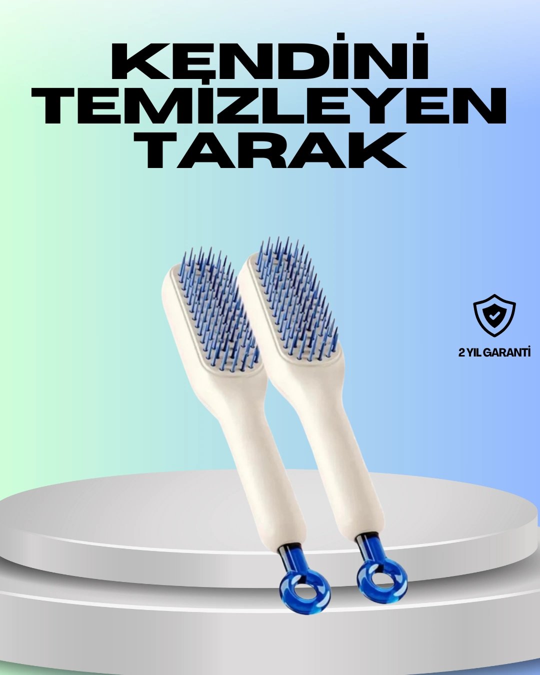 Kendini Temizleyen Ergonomik Saç Tarağı – ABS Gövde, Silikon Diş
