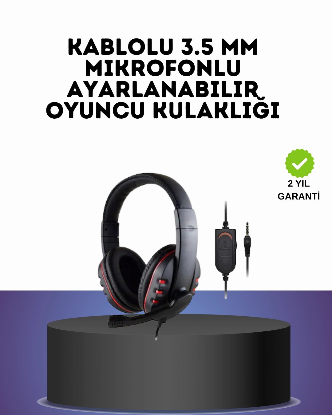 Kırmızı  Headset Mikrofonlu Sağlam Kablolu Konforlu