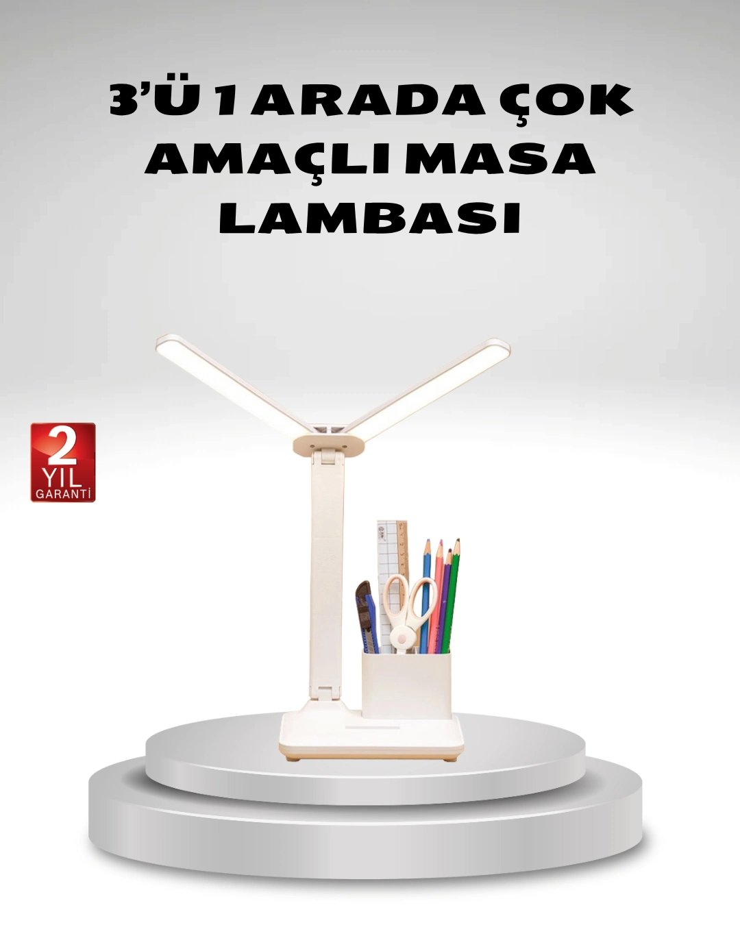 Kısılabilir LED Masa Lambası – Kalemlik ve Telefon Standlı, Göz Yormayan Işık