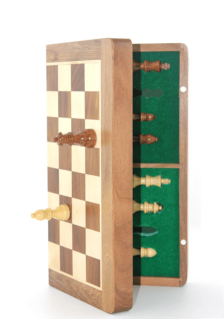 Mıknatıs Taşlı Ahşap Katlanabilir Kutulu Satranç Oyunu 35 Cm